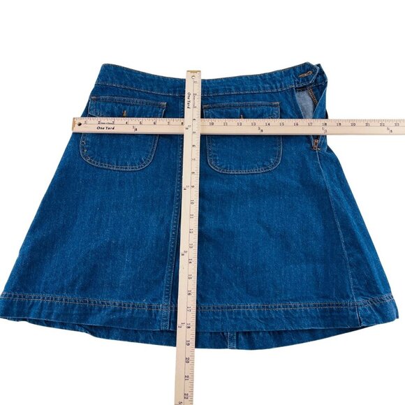Gap 1969 Women's Denim A-Line Mini Skirt Size 6R 28R Blue Front Flap Pockets Y2k - Picture 4 of 5